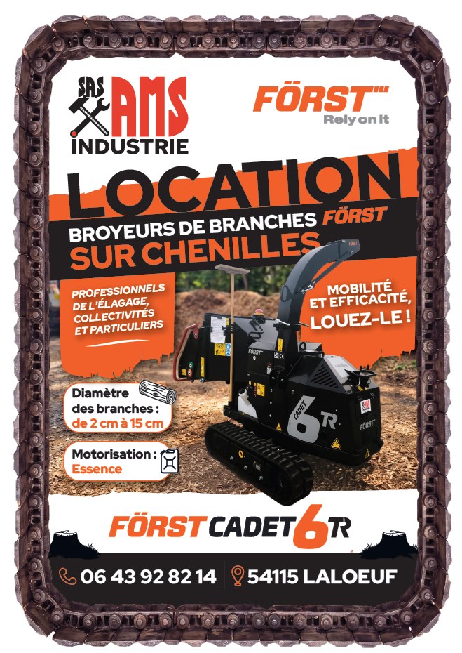 Location de broyeurs de branches FÖRST sur chenilles